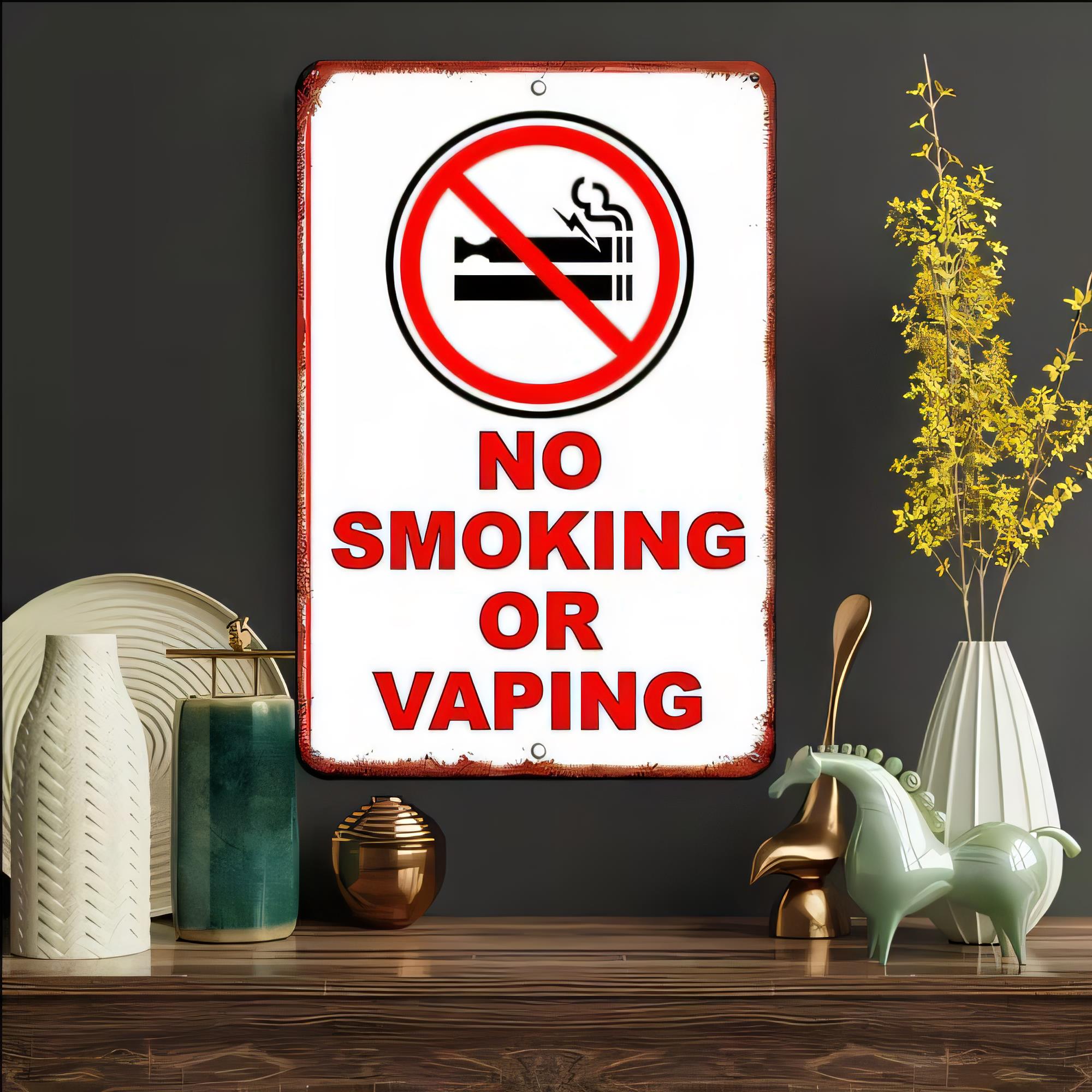 لافتة معدنية تحذيرية من التدخي - مراجعة Vaping Area وسعره